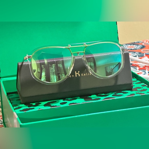 Helen Keller Full Rim Black Pilot Shaped Sunglasses for Men Clear/Green New - Picture 3 of 15